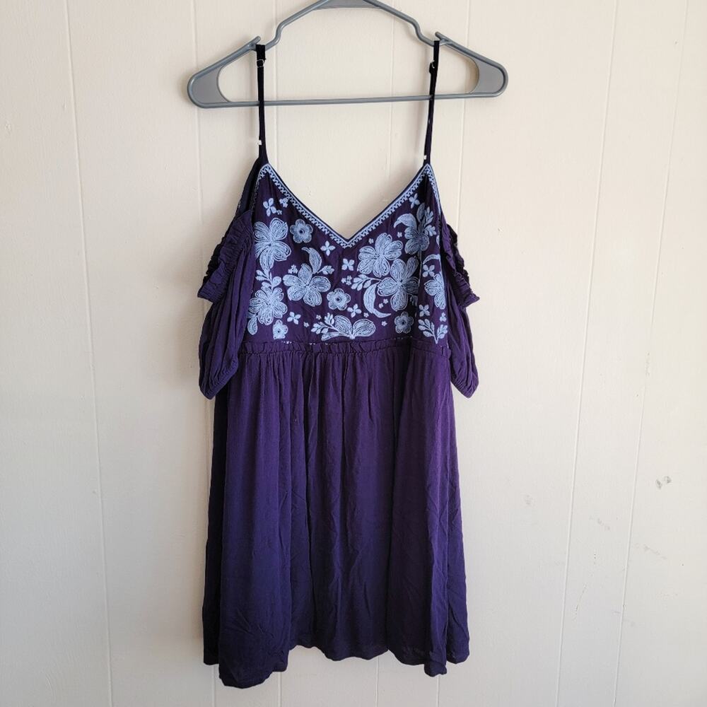 Savanna Jane Embroidered Off Shoulder Babydoll Mini Dress